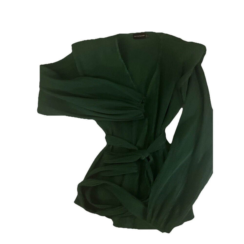 Pretty Little Things Green Belted Pleated Wrap Top Size 4